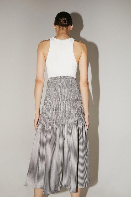 Warehouse Stripe Shirring Detail Midi Skirt 3