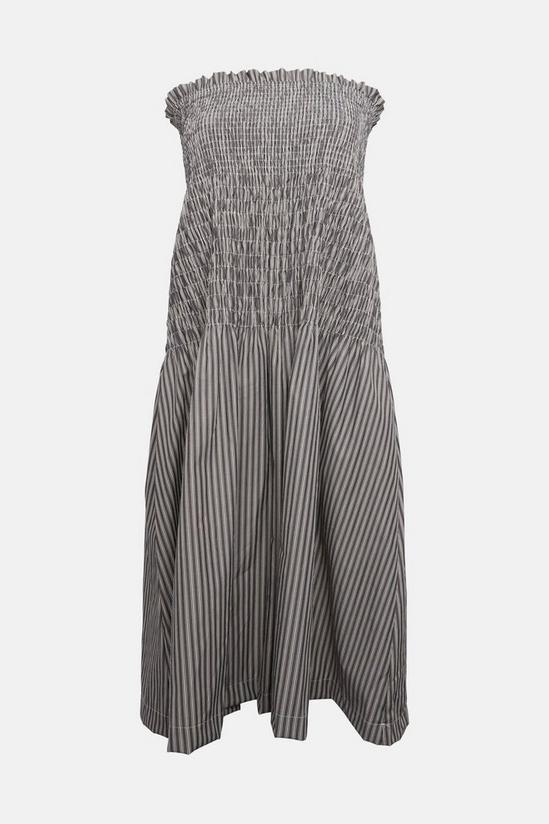 Warehouse Stripe Shirring Detail Midi Skirt 5
