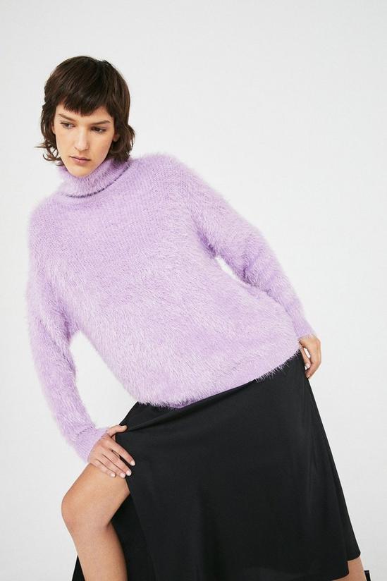 Warehouse Fluffy Slouchy Roll Neck Knit Jumper 1