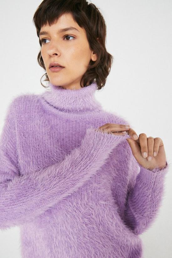 Warehouse Fluffy Slouchy Roll Neck Knit Jumper 4