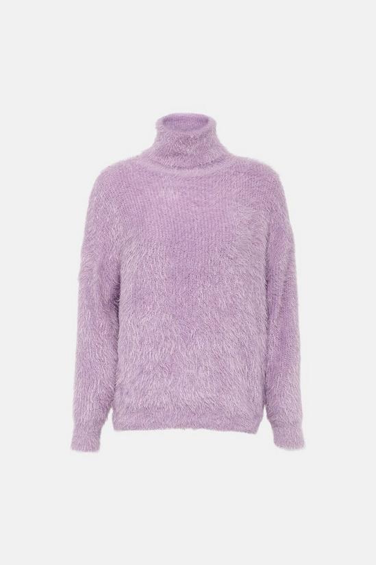 Warehouse Fluffy Slouchy Roll Neck Knit Jumper 5