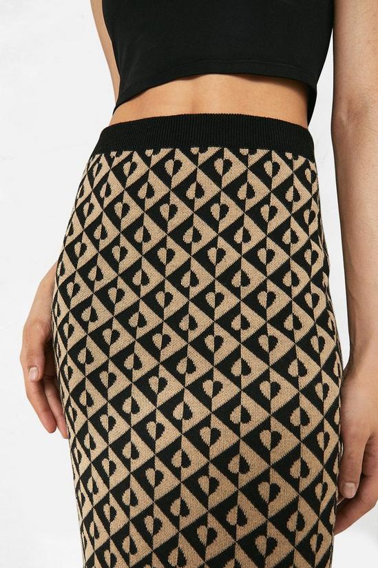 Warehouse Geo Jacquard Midi Knit Skirt 2