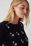 Warehouse Floral Embroidered Knit Jumper thumbnail 2