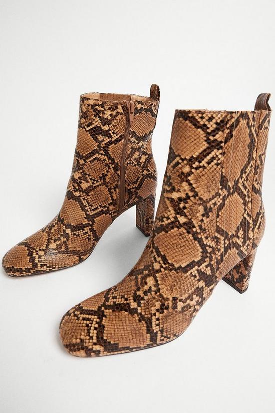 Warehouse Snake Square Toe Heeled Ankle Boot 2