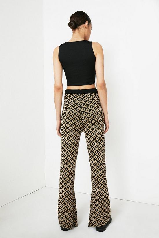 Warehouse Geo Jacquard Flared Knit Trousers 3