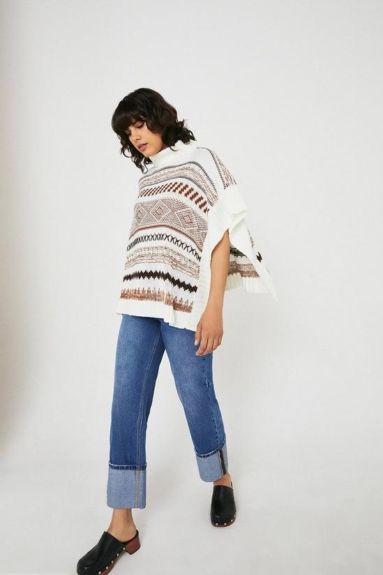Warehouse Roll Neck Knit Poncho 1