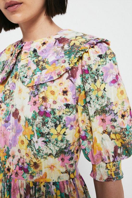 Warehouse Photographic Floral Collar Midi Dress 2