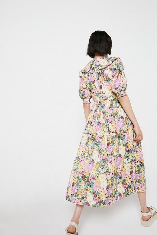 Warehouse Photographic Floral Collar Midi Dress 3