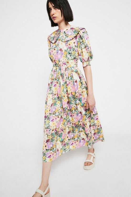 Warehouse Photographic Floral Collar Midi Dress 4