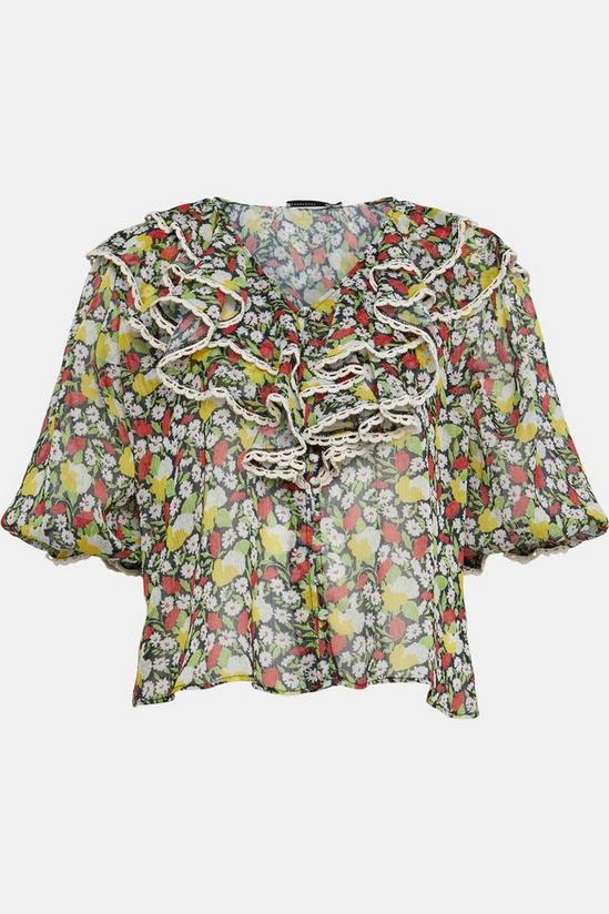 Warehouse Printed Ruffle Front Blouse 5