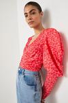 Warehouse Ruched Front Puff Sleeve Top thumbnail 1