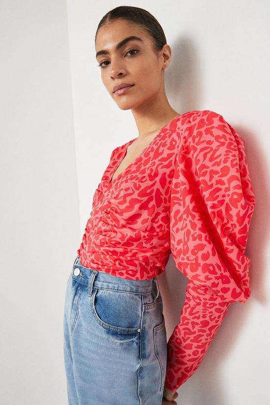 Warehouse Ruched Front Puff Sleeve Top 1
