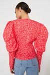 Warehouse Ruched Front Puff Sleeve Top thumbnail 3