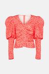 Warehouse Ruched Front Puff Sleeve Top thumbnail 5