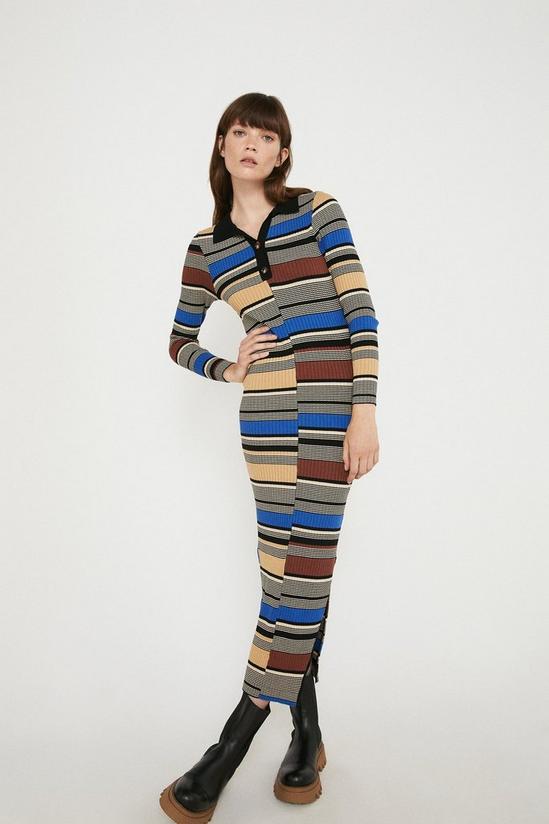 Warehouse Mixed Stripe Knit Midi Dress 1