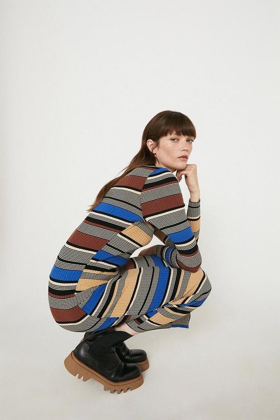 Warehouse Mixed Stripe Knit Midi Dress 2