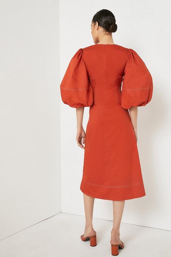 Warehouse Poplin Contrast Stitch Midi Dress 3
