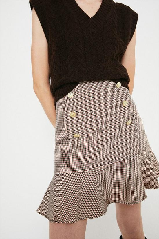 Warehouse Check Gold Button Peplum Mini Skirt 1