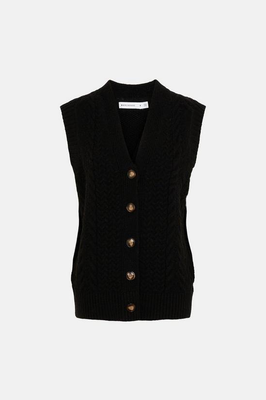 Warehouse Cable Knit Button Vest 4