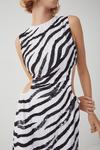 Warehouse Beaded Zebra Sleeveless Cutout Midi Dress thumbnail 4