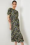Warehouse Printed Jersey Crepe Shirred Shoulder Midi Dress thumbnail 1