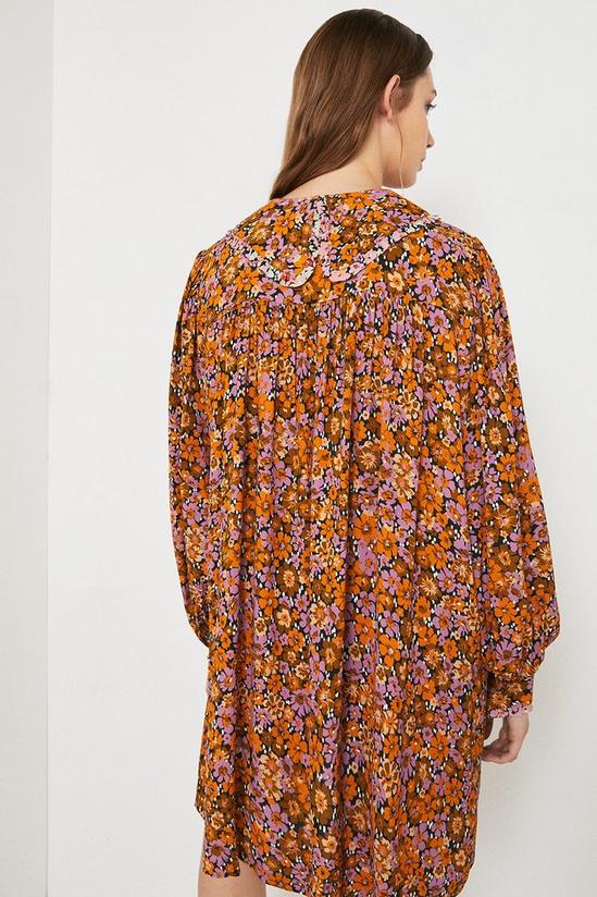Warehouse Floral Print Mix Frill Collar Mini Dress 3