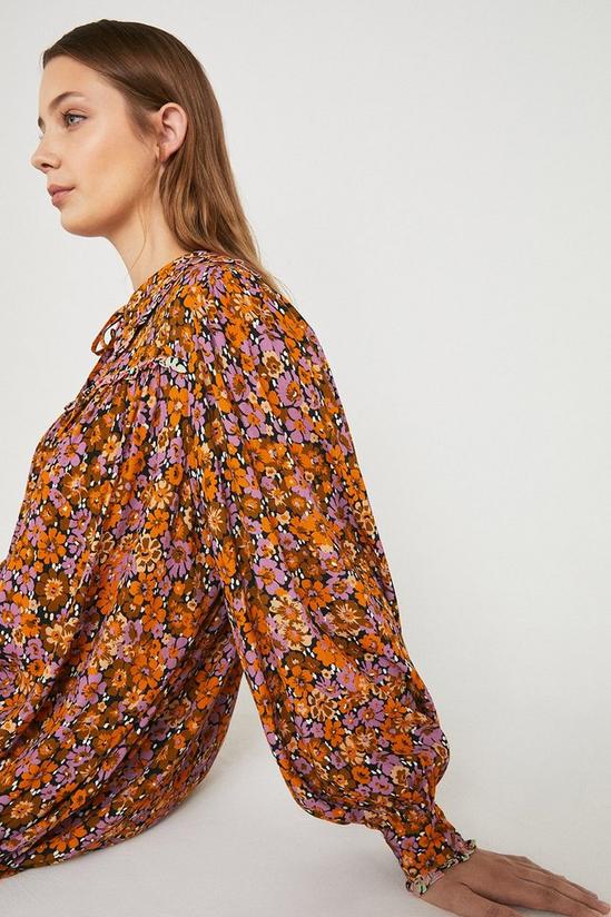 Warehouse Floral Print Mix Frill Collar Mini Dress 4