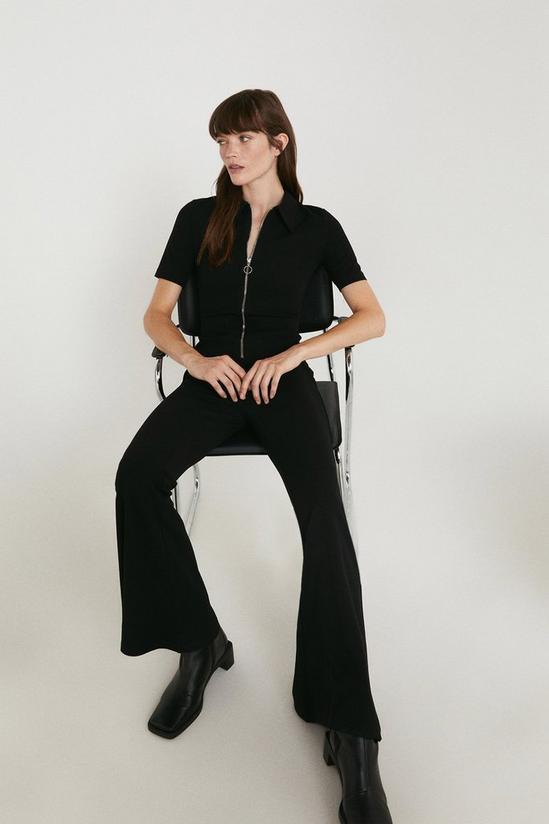 Warehouse Zip Front Flared Jumpsuit 1