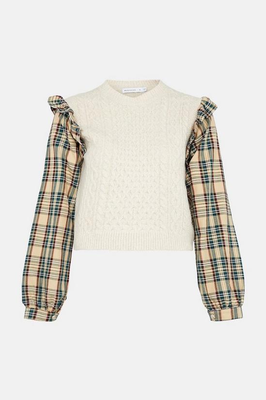 Warehouse Woven Sleeve Cable Knit Jumper 5