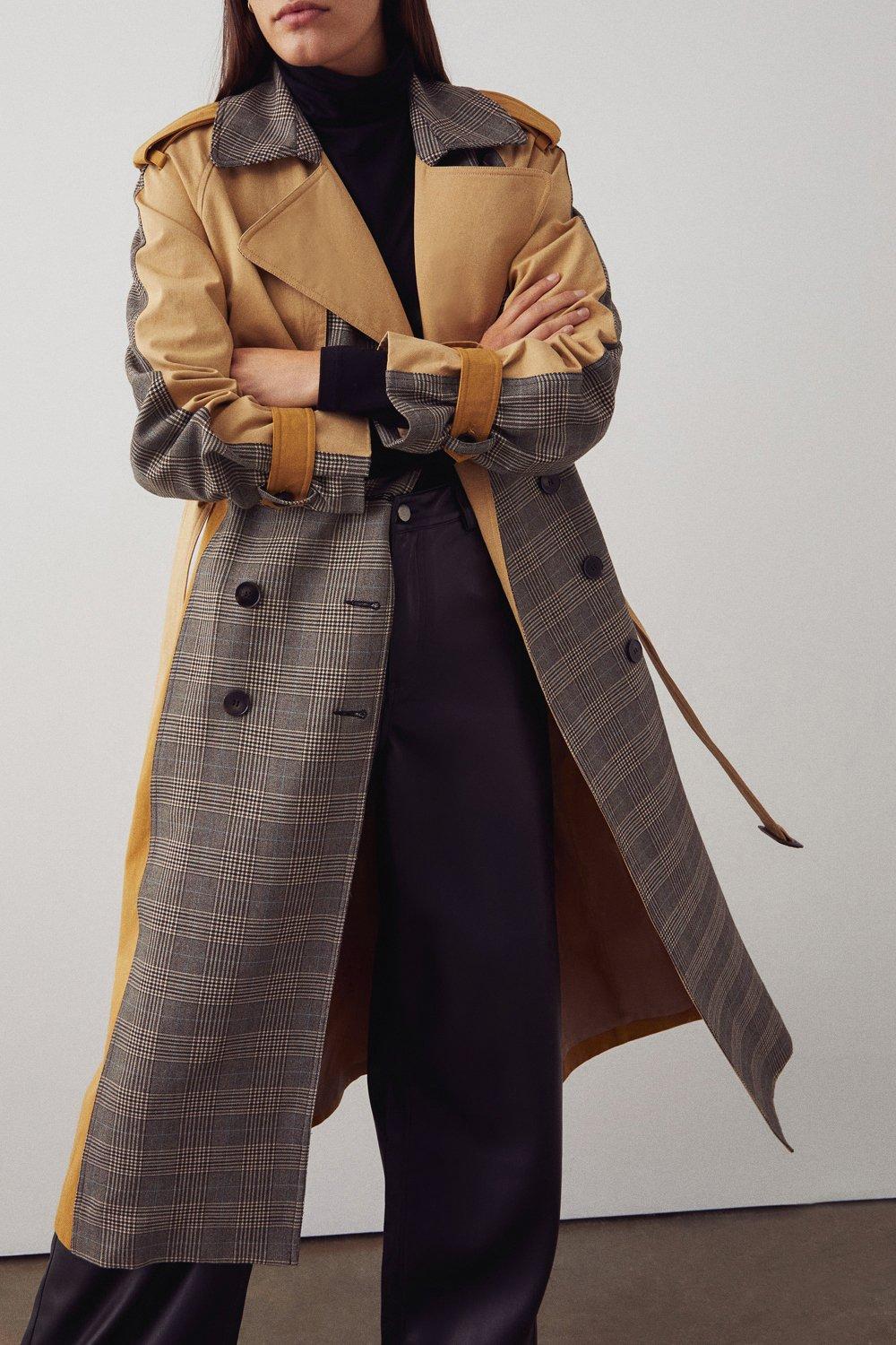 Colour block hot sale trench coat