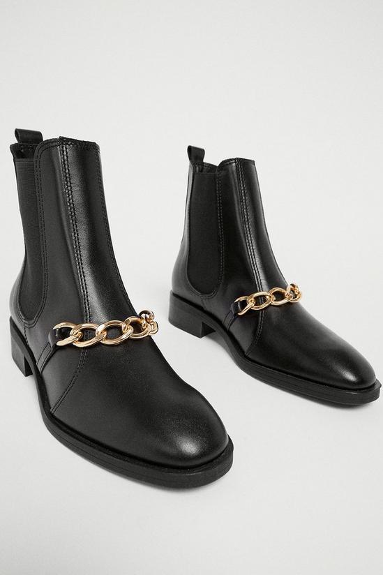 Warehouse Real Leather Chain Detail Chelsea Boot 2