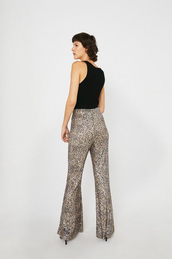 Warehouse Animal Sequin Flare Trousers 3