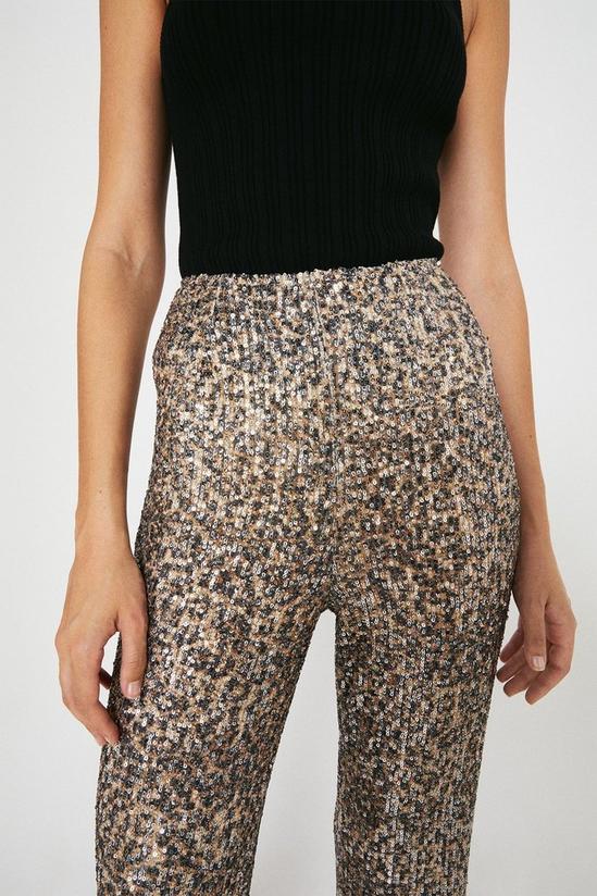 Warehouse Animal Sequin Flare Trousers 4