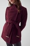 Warehouse Wool Mix Short Belted Funnel Neck Wrap Coat thumbnail 1