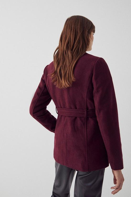 Warehouse Wool Mix Short Belted Funnel Neck Wrap Coat 3