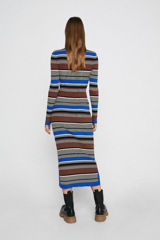Warehouse Stripe Funnel Neck Knit Midi Dress 3