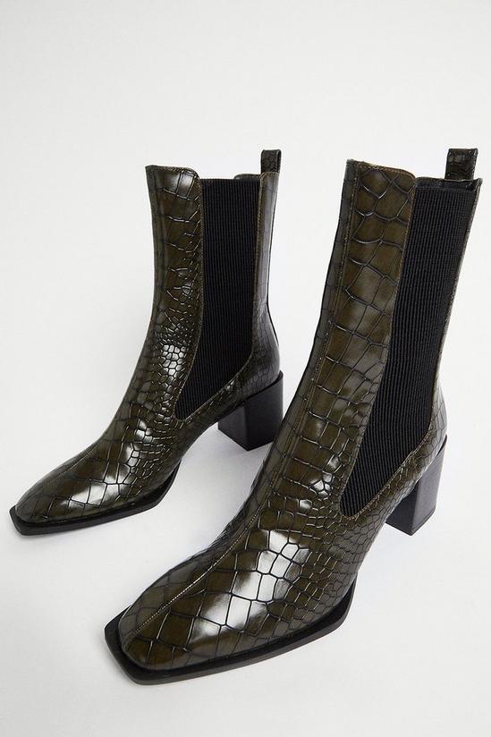 Warehouse Croc Low Heel Contrast Boot 1