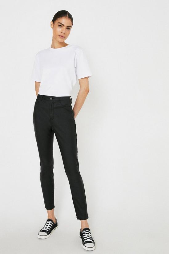 Warehouse Petite 98s Coated Skinny High Rise Jeans 1