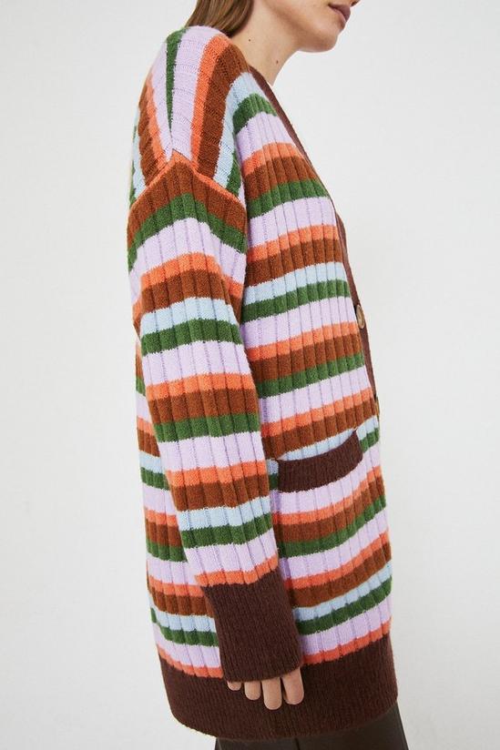 Warehouse Multi Stripe Midi Knit Cardigan 2