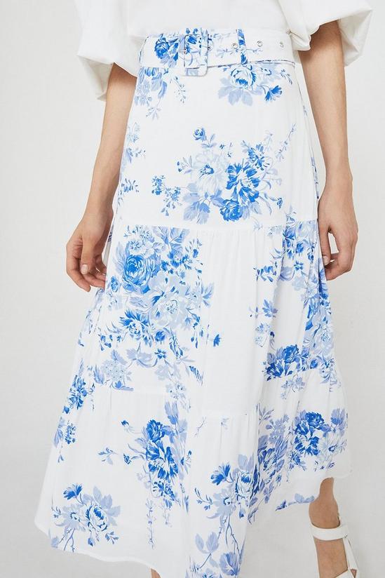 Warehouse Floral Belted Midi Skirt 1