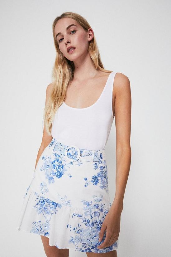 Warehouse Floral Belted Mini Skirt 1