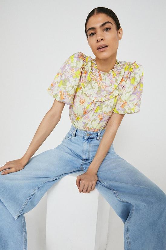 Warehouse Floral Frill Front Top 2