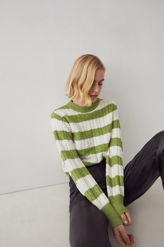 Warehouse Cable Stripe Knit Jumper 2