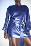 Warehouse Sequin Puff Sleeve Belted Mini Dress thumbnail 1