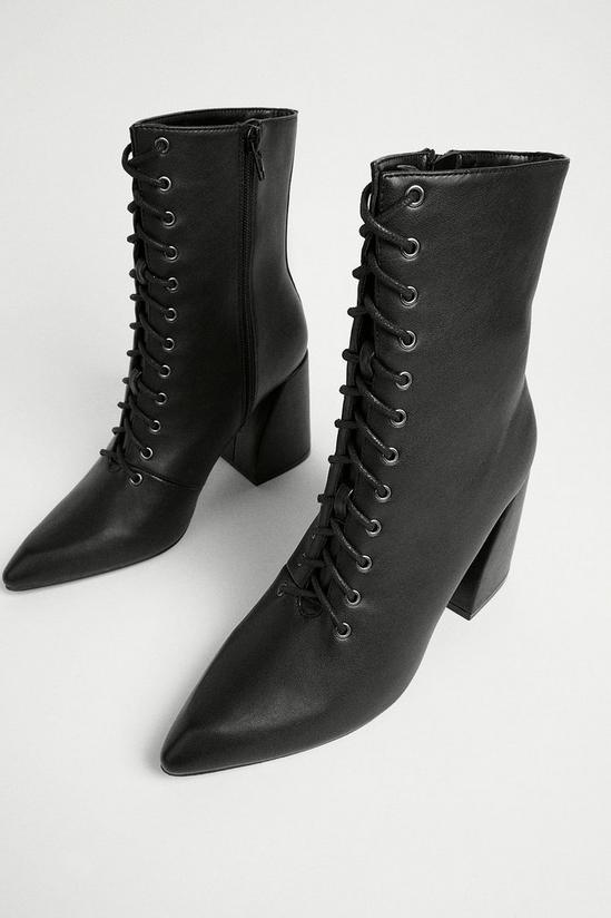 Warehouse Lace Up Heeled Boot 1