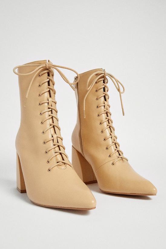 Warehouse Lace Up Heeled Boot 1
