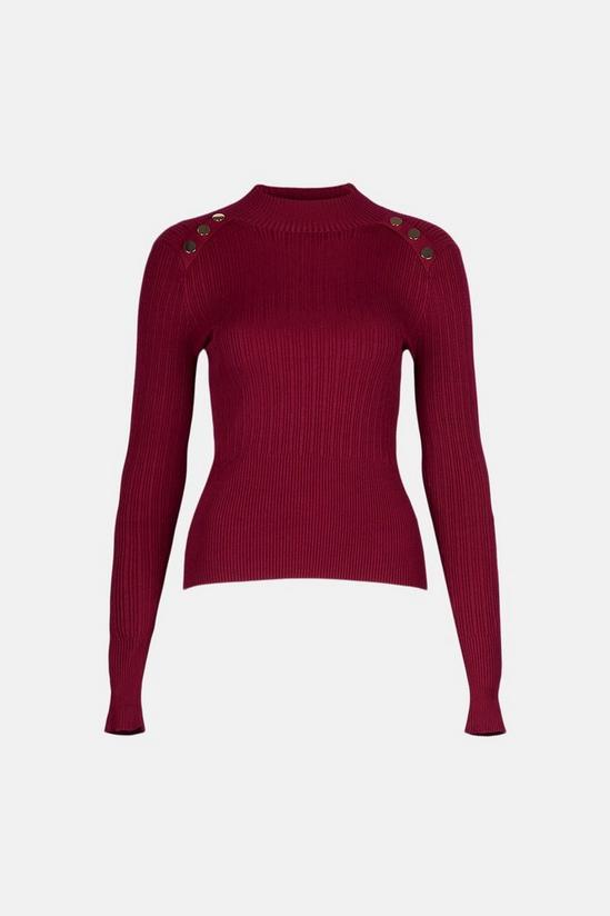 Warehouse Button Detail Ribbed Knit Funnel Neck Jumper 4