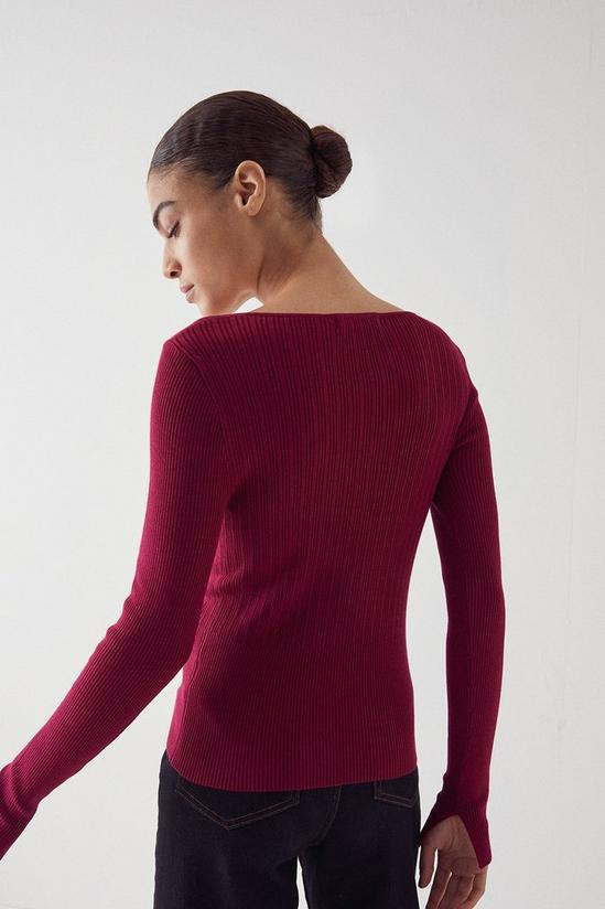 Warehouse Ribbed Knit Square Neck Jumper 3