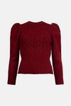 Warehouse Puff Sleeve Bobble And Cable Knit Jumper thumbnail 4