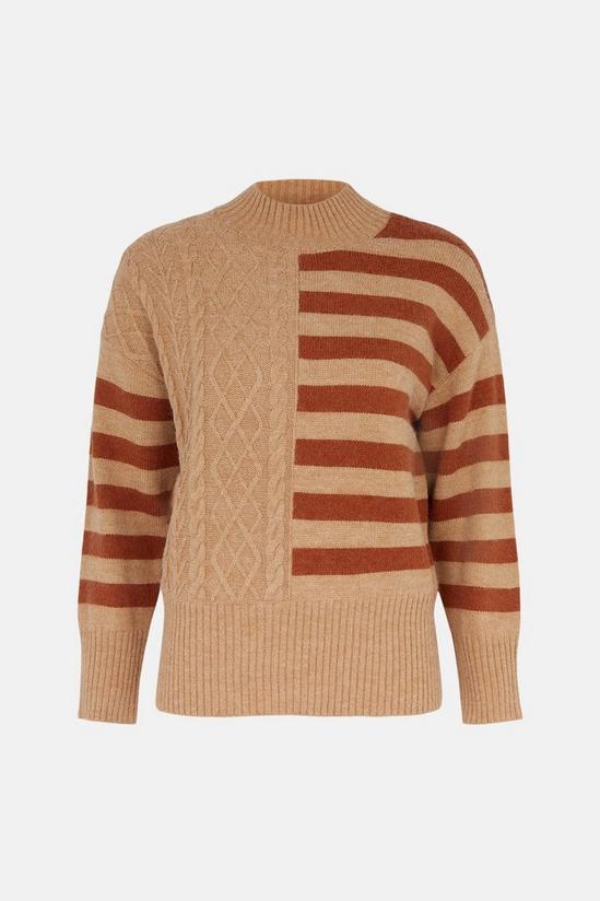 Warehouse Placement Stripe Funnel Knitted Jumper 4